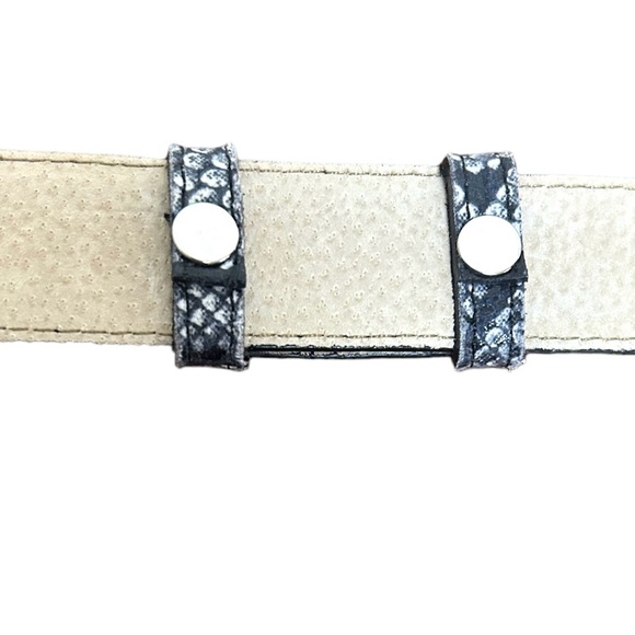 •NEVER WORN• Genuine Leather Lined Belt Snake Effect Animal Print Vintage Belt - Picture 7 of 11